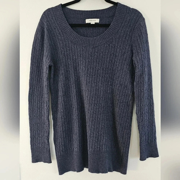 Merona Blue Cable Knit Ribbed Sweater Women's XL Wool Blend - Picture 1 of 6